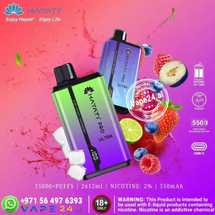 HAYATI Pro Ultra 15000 Puffs Dual Flavor Vape – 2% Nicotine in Dubai