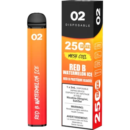 O2 2500 Puffs Disposable Vape - Red B Watermelon Ice
