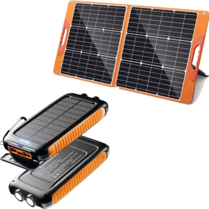 1 * 100W Portable Solar Panel 1 * 20000mAh Power Bank Charger