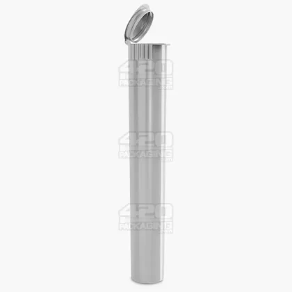 116mm Silver Opaque Child Resistant Pop Top Plastic Pre-Roll Tubes 1000/Box