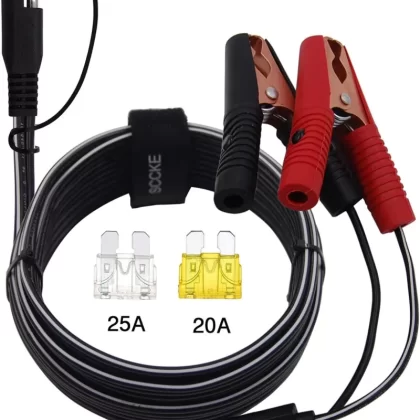 10FT 14AWG Battery Alligator Crocodile Clip to SAE Connector Extension Cable,12V SAE Quick Release Adapter to Alligator Clips Quick Disconnect Cable