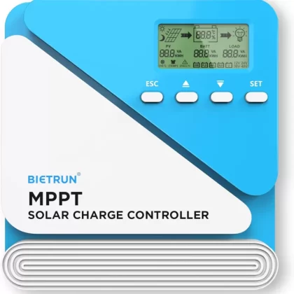 50A 12V/24V MPPT Solar Charge Controller with WiFi/Bluetooth APP, Max Output 600W (12V)/1200W (24V), Max Input 100V, for LiFePO4, SLD, Gel, FLD, AGM 12V/24V Battery, for Renogy, SunPower PV System