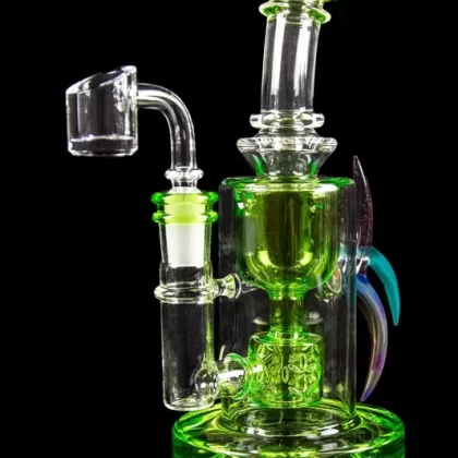 “Murder Hornet” Mini Dab Rig with Seed of Life Perc and Decorative Horns