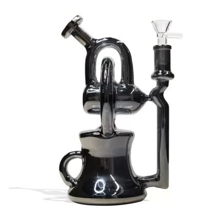 10 inch Glass Recycler Water Pipe with Plated Finish