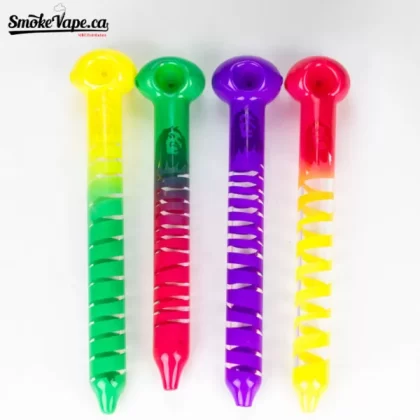 10" Rasta Glass Hand Pipe - (Assorted Colors)