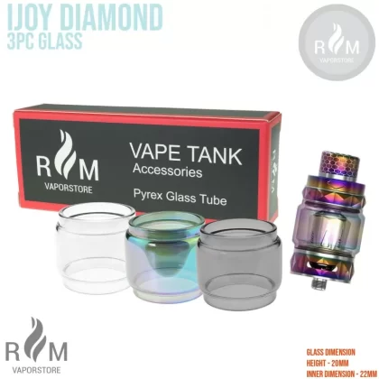 (Pack of 3) Bubble Glass For Ijoy Diamond | Diamond Baby Sub Ohm Tank UK Seller