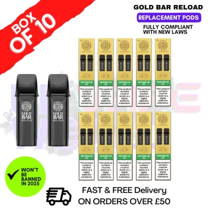 Watermelon ICE Gold Bar Reload Prefilled Pods Box of 10