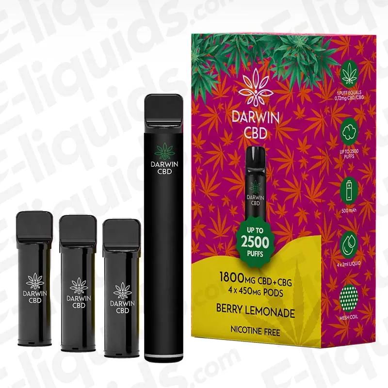 Darwin CBD+CBG 1800mg Berry Lemonade Prefilled Pod Kit
