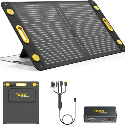 100W Bifacial Portable Solar Panel, Bend Resistant Foldable Solar Panel 100Watt 22V Monocrystalline Solar Charger for Power Station, USB-A USB-C Output for Cell Phone Tablet, IP67