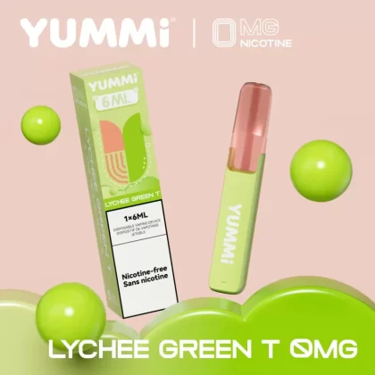 0% Nicotine | Yummi Dash 6ML Disposable Vape - Lychee Green T (Super Cool)