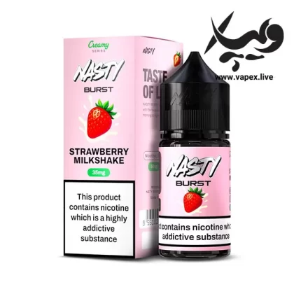 سالت نیکوتین نستی برست توت فرنگی میلک شیک | Nasty Burst Strawberry Milkshake 30ML