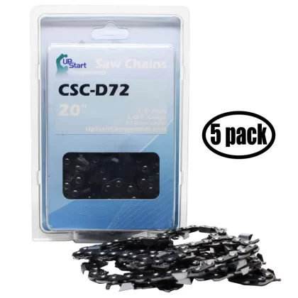 5-Pack 20′′ Full Chisel Saw Chain for Stihl MS 460 Chainsaws – (20 inch, 3/8′′ Pitch, 0.050′′ Gauge, 72 Drive Links, CSC-D72) – UpStart Components