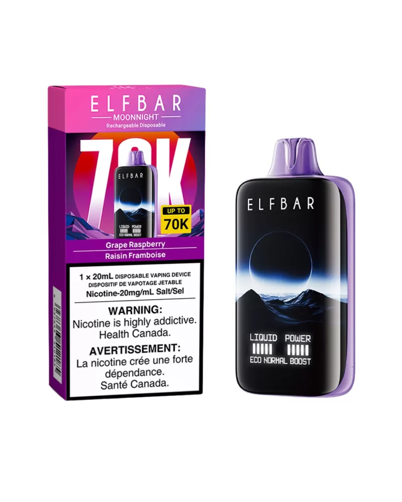 Grape Raspberry Elf Bar MoonNight 70K Disposable Vape