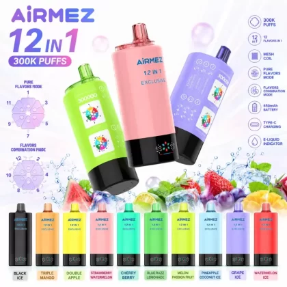 AIRMEZ 12 IN 1 300K Puffs Disposable Vape | Multi-Flavor Mesh Coil Device