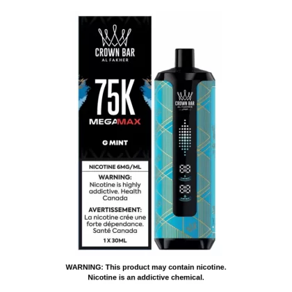 Al Fakher Crown Bar Mega Max 75K G Mint – 75,000 Puffs