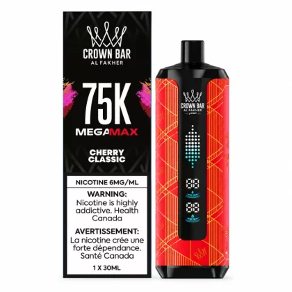 Al Fakher Crown Bar Mega Max 75K Cherry Classic – 75,000 Puffs